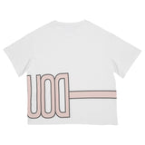 Dou Dou T-Shirt Girocollo Tinta Unita Con Stampa In Contrasto Bianco Per Bambina