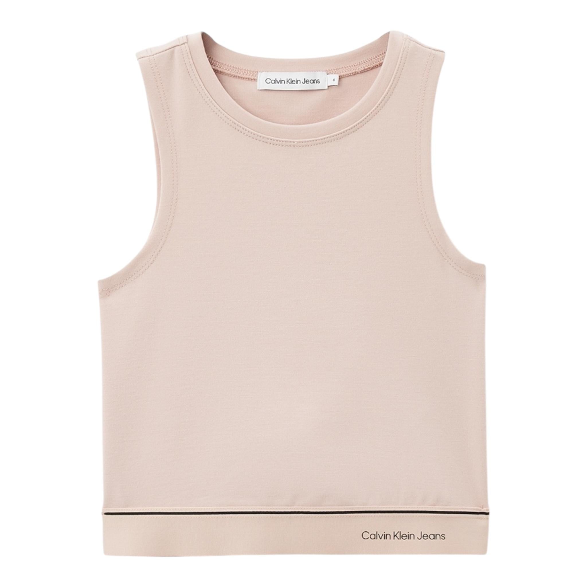 Calvin Klein Top Tinta Unita con Loog per Bambina IG0IG02437X ROSA CALVIN KLEIN 