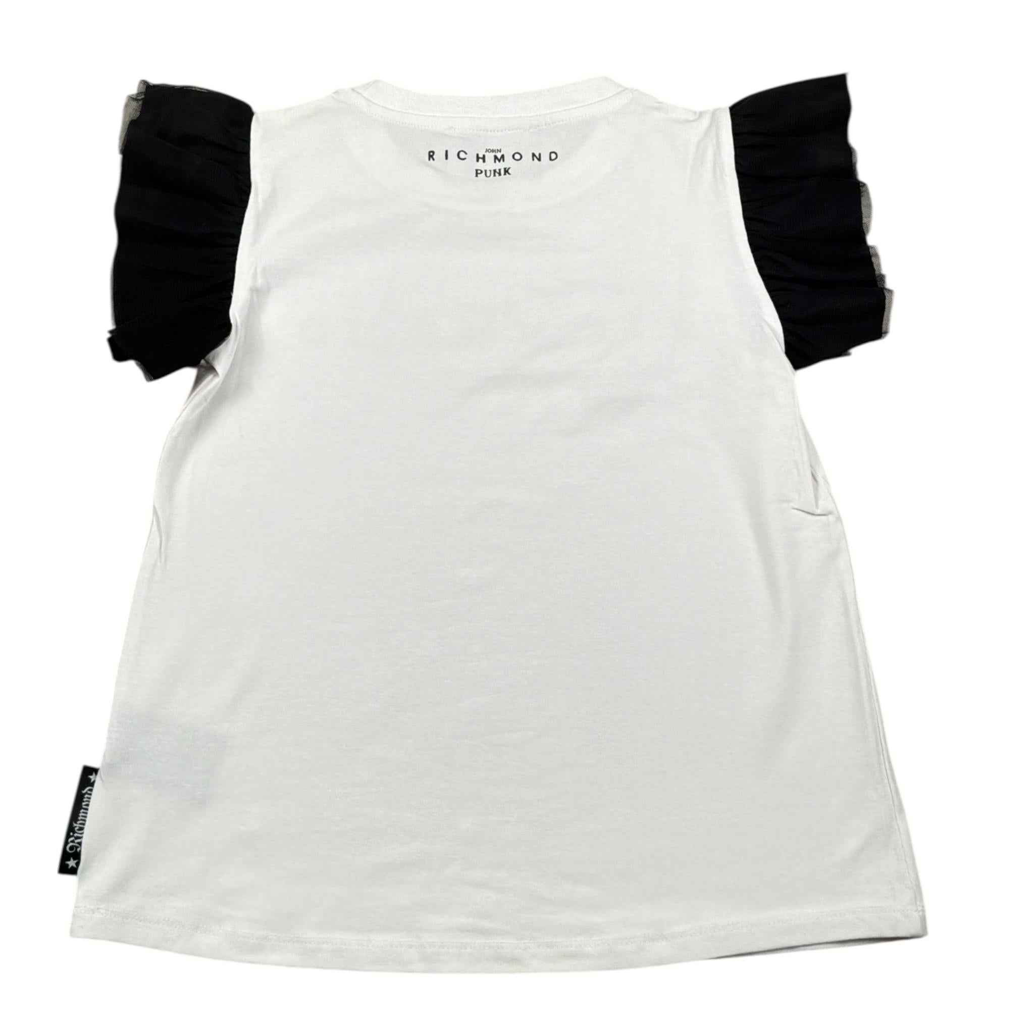 John Richmond T-Shirt tinta unita con Stampa E Rouches Bianco per Bambina RGP23070TS BIANCO JOHN RICHMOND 