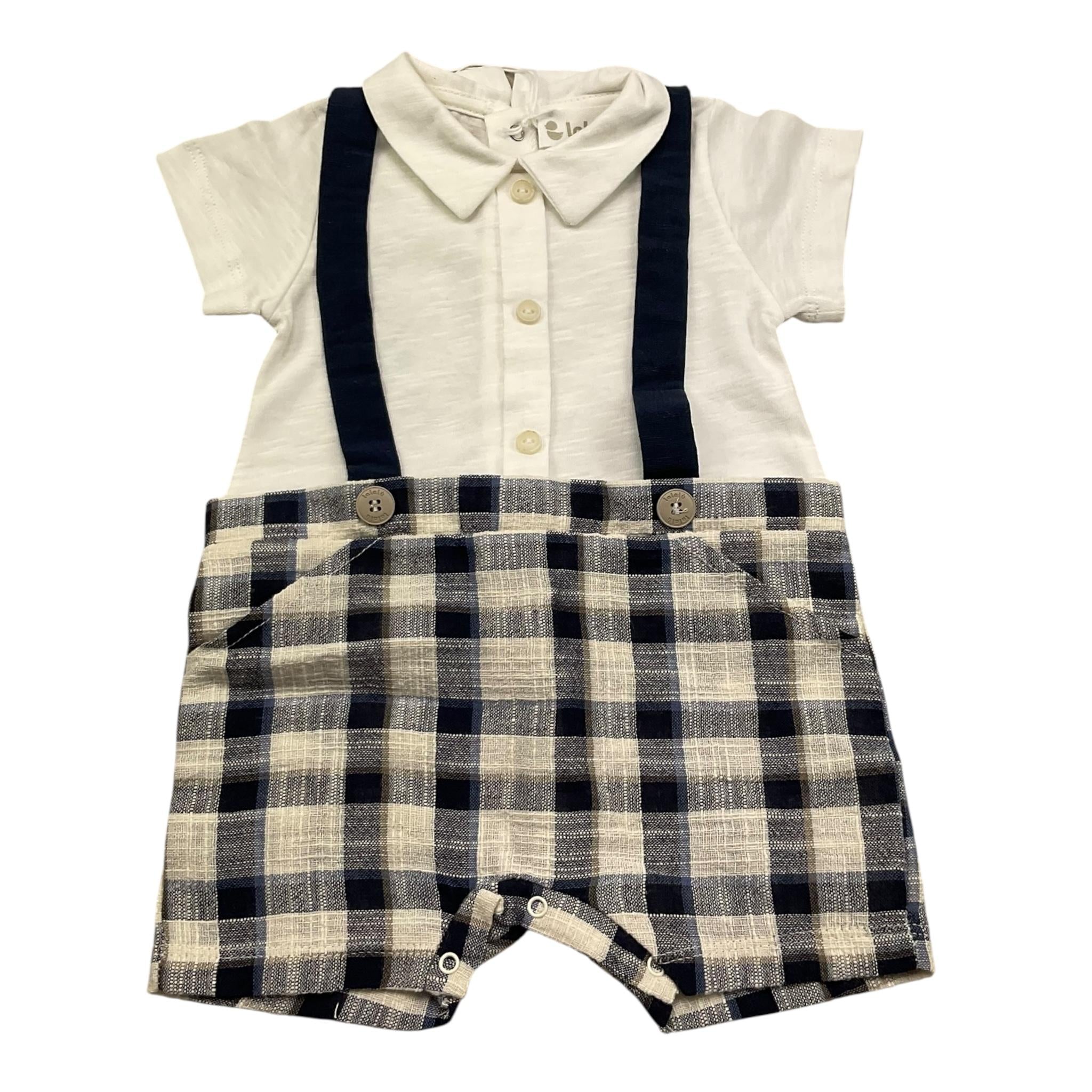 Lalalu' Pagliaccetto Mezza Manica Bicolore per Neonato PAL006P BIANCO/BLU LALALU' 