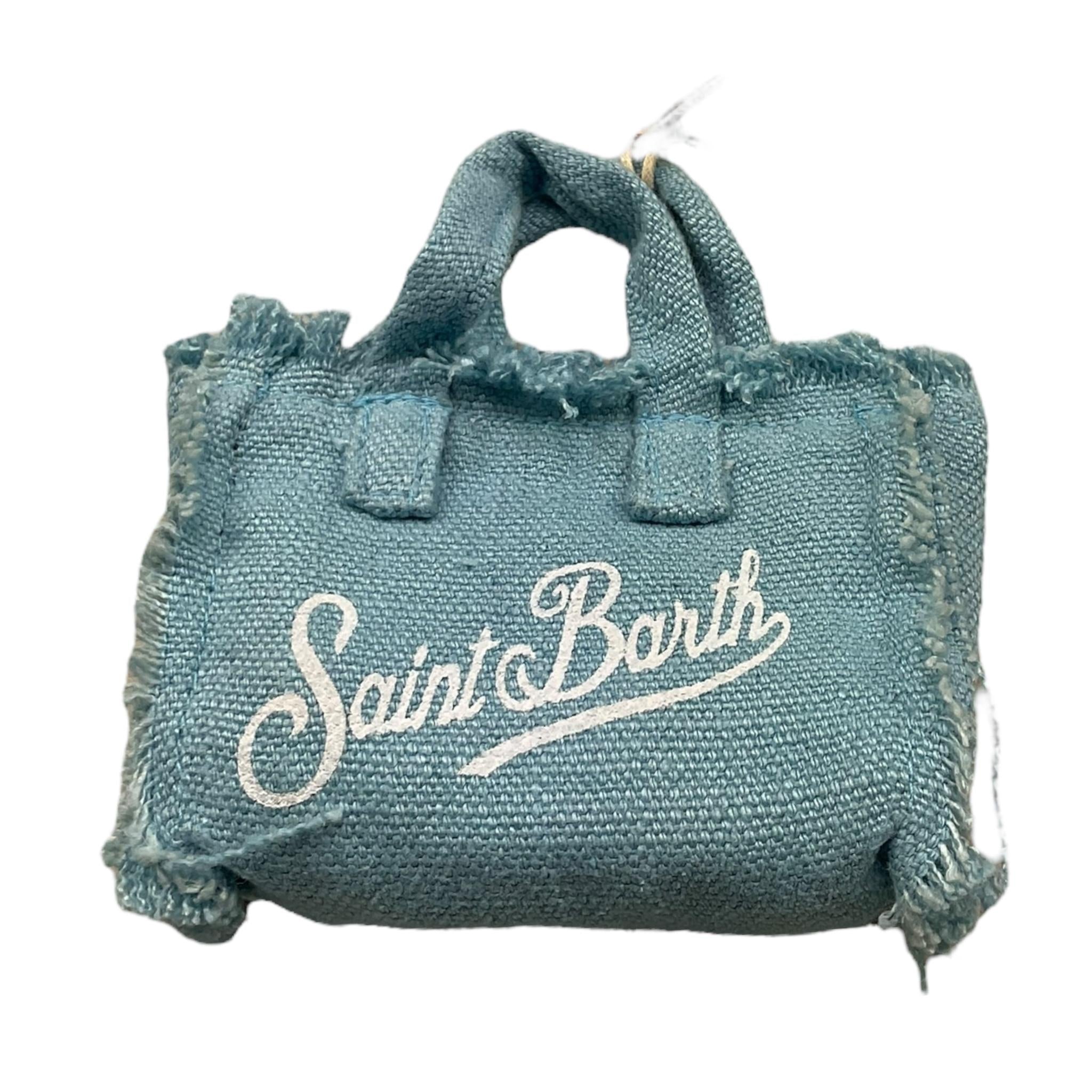 Saint Barth Ciondolo Mini Borsa Tinta Unita con Logo per Bambina KEY AZZURRO SAINT BARTH 