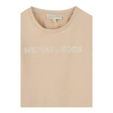 Michael Kors T-Shirt Girocollo Tinta Unita con Stampa per Bambina R30314 BEIGE MICHAEL KORS 