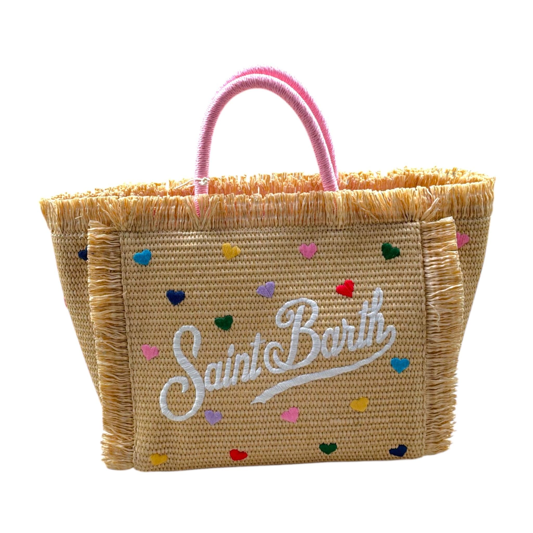 Saint Barth Borsa Tinta Unita con Stampa In Paglia per Bambina COLETTESTRAW BEIGE SAINT BARTH 