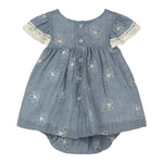 Mayoral Set Abito-Coulotte Tinta Unita con Ricami per Neonata 1848X AZZURRO MAYORAL 