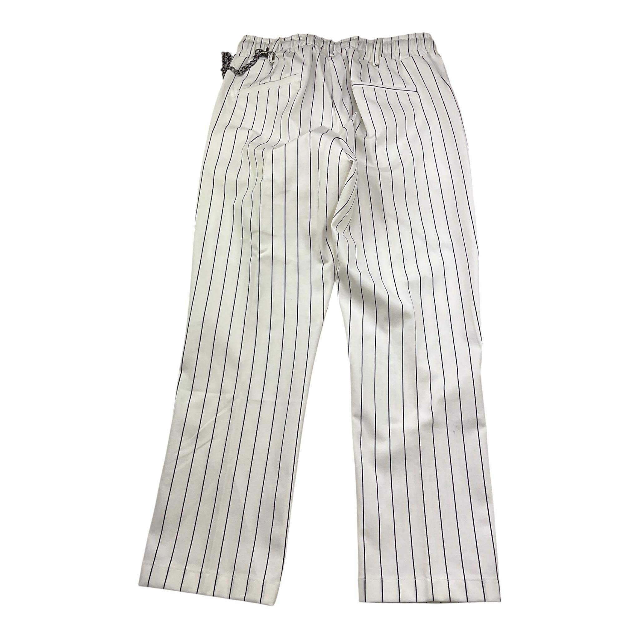 Never Too Pantalone Tinta Unita con Fantasia A Righe per Bambino NT1894R BIANCO NEVER TOO 