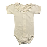 Babidu Bodysuit Halbarm Einfarbig Creme für Baby Mädchen