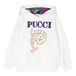 EMILIO PUCCI felpa chiusa con cappuccio tinta unita con ricami Bianco per Bambina PV4A50X BIANCO EMILIO PUCCI 