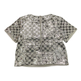Michael Kors T-Shirt Girocollo Con Fantasia A Quadri E Paillettes Argento Per Bambina
