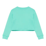 Balmain Felpa Tinta Unita Girocollo con Logo per Bambina BW4A70 VERDE ACQUA BALMAIN 