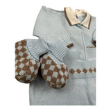 Marlu' Tutina Manica Lunga Tinta Unita con Babbucce per Neonato IB6752 AZZURRO MARLU' 