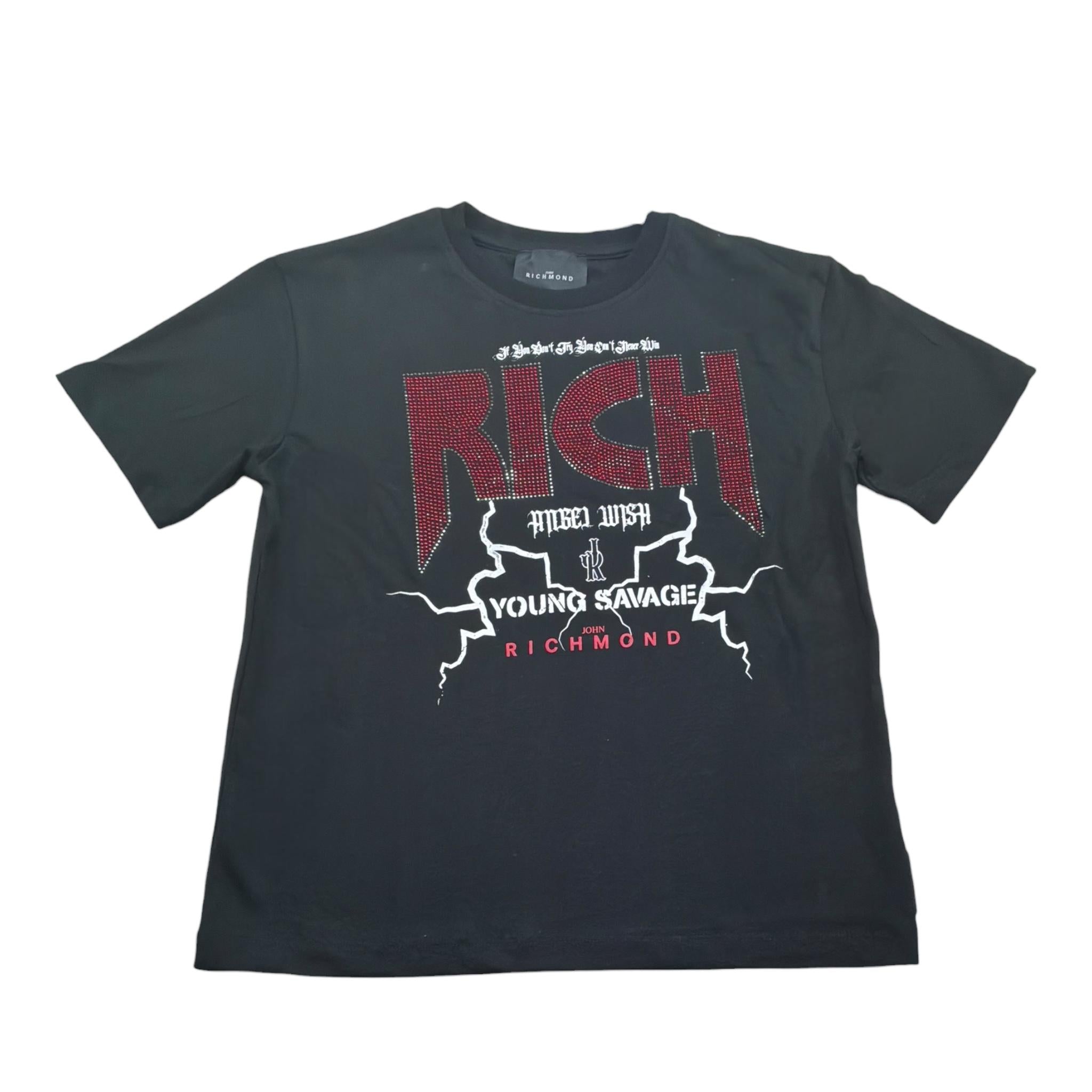 John Richmond T-Shirt Girocollo Tinta Unita con Stampa per Bambina RGP26208TS NERO JOHN RICHMOND 