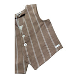 Le Bebe' Gilet Tinta Unita Fantasia A Righe per Neonato LBB5394 MARRONE LE BEBE' 