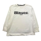 BLAUER shirt girocollo tinta unita con stampa logo Bianco per Bambino 24WBLKH01543 BIANCO BLAUER 