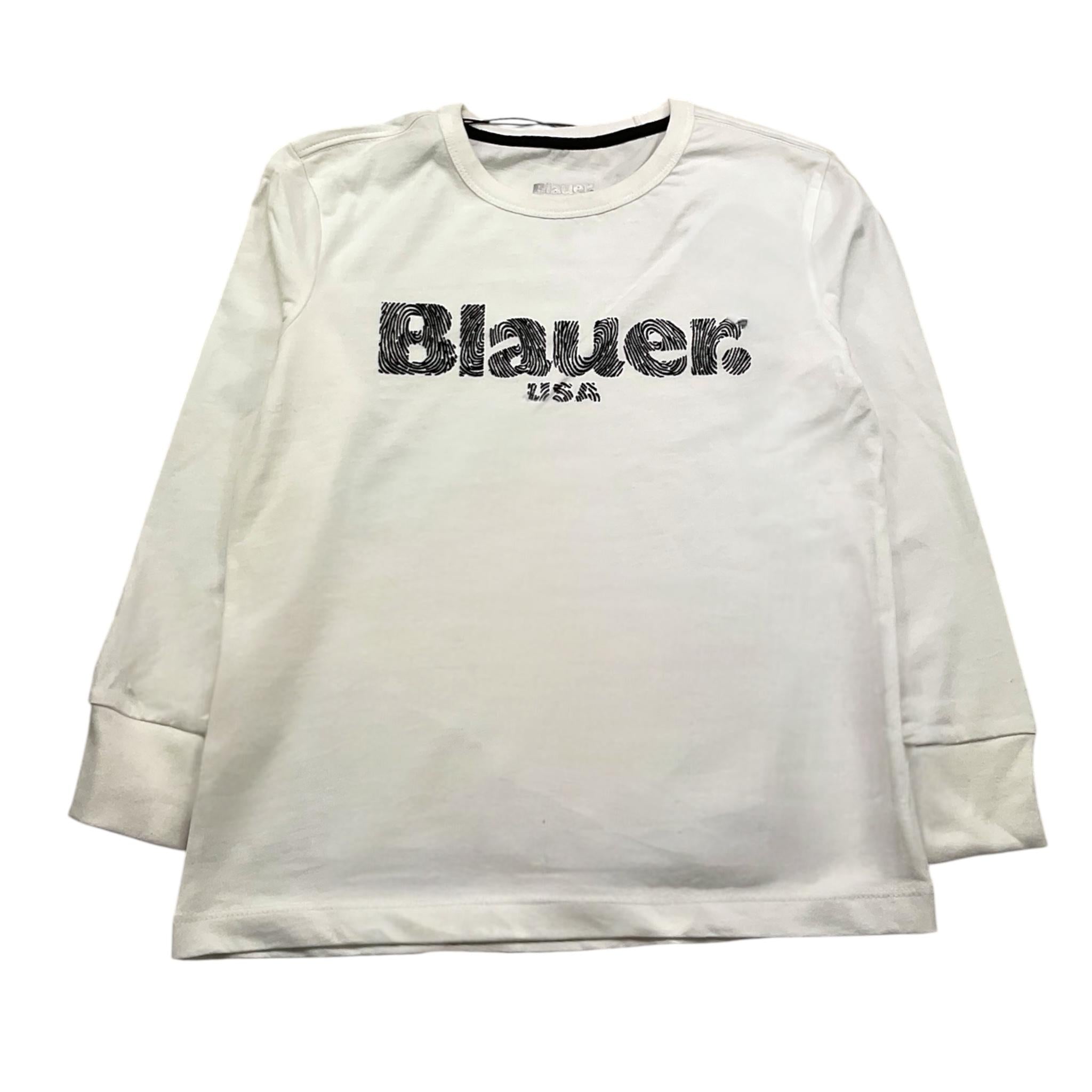 BLAUER shirt girocollo tinta unita con stampa logo Bianco per Bambino 24WBLKH01543 BIANCO BLAUER 