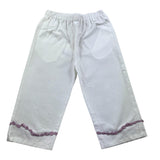 Ilfarobimbi Pantalone Tinta Unita Con Applicazioni E Elastico In Vita Bianco Per Bambina