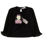 MISS GRANT shirt girocollo tinta unita cn stampa in contrasto Nero per Neonata MG1205 NERO MISS GRANT 