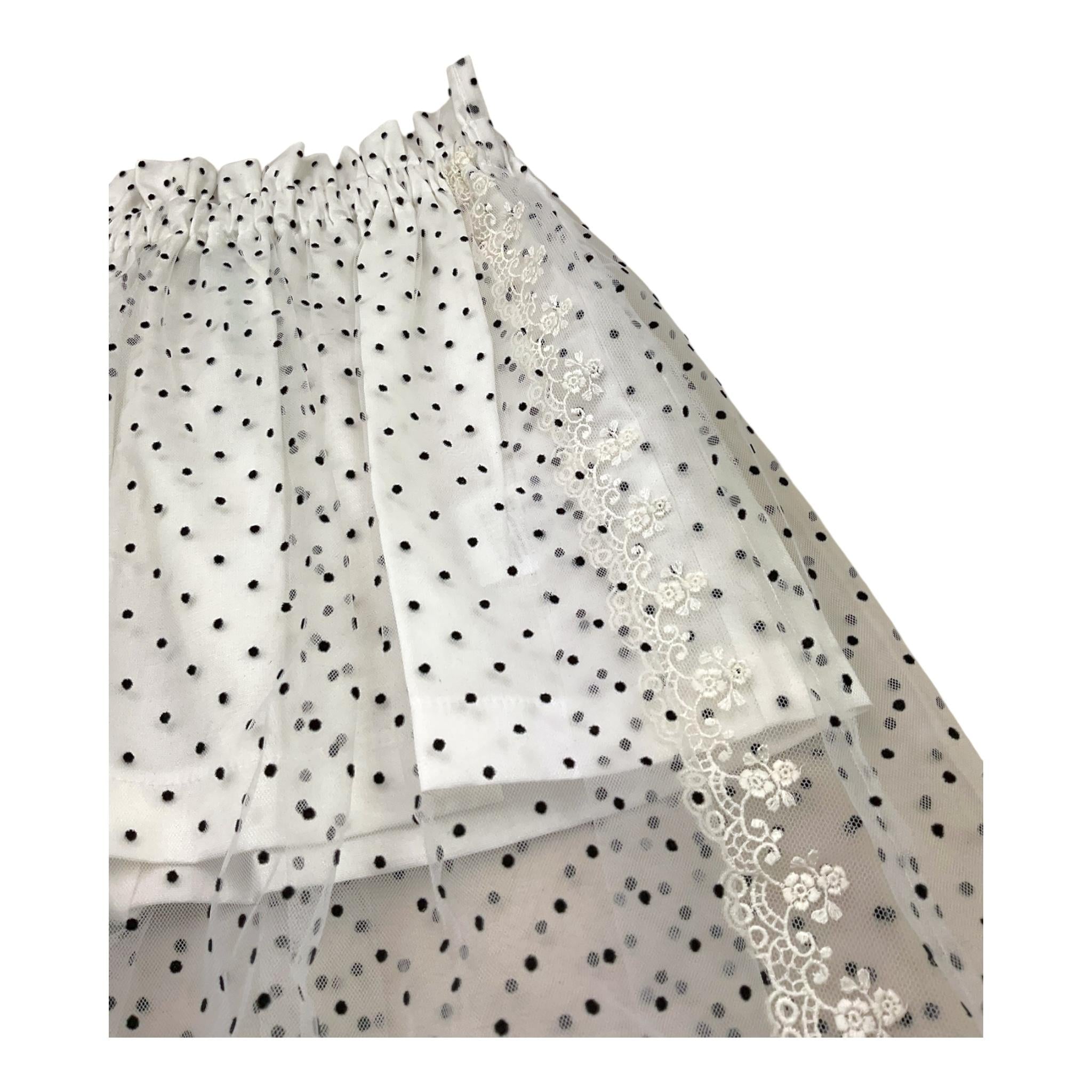 A' La Page Gonna Tinta Unita In Tulle con Pois per Bambina PAPAVERO BIANCO A' LA PAGE 