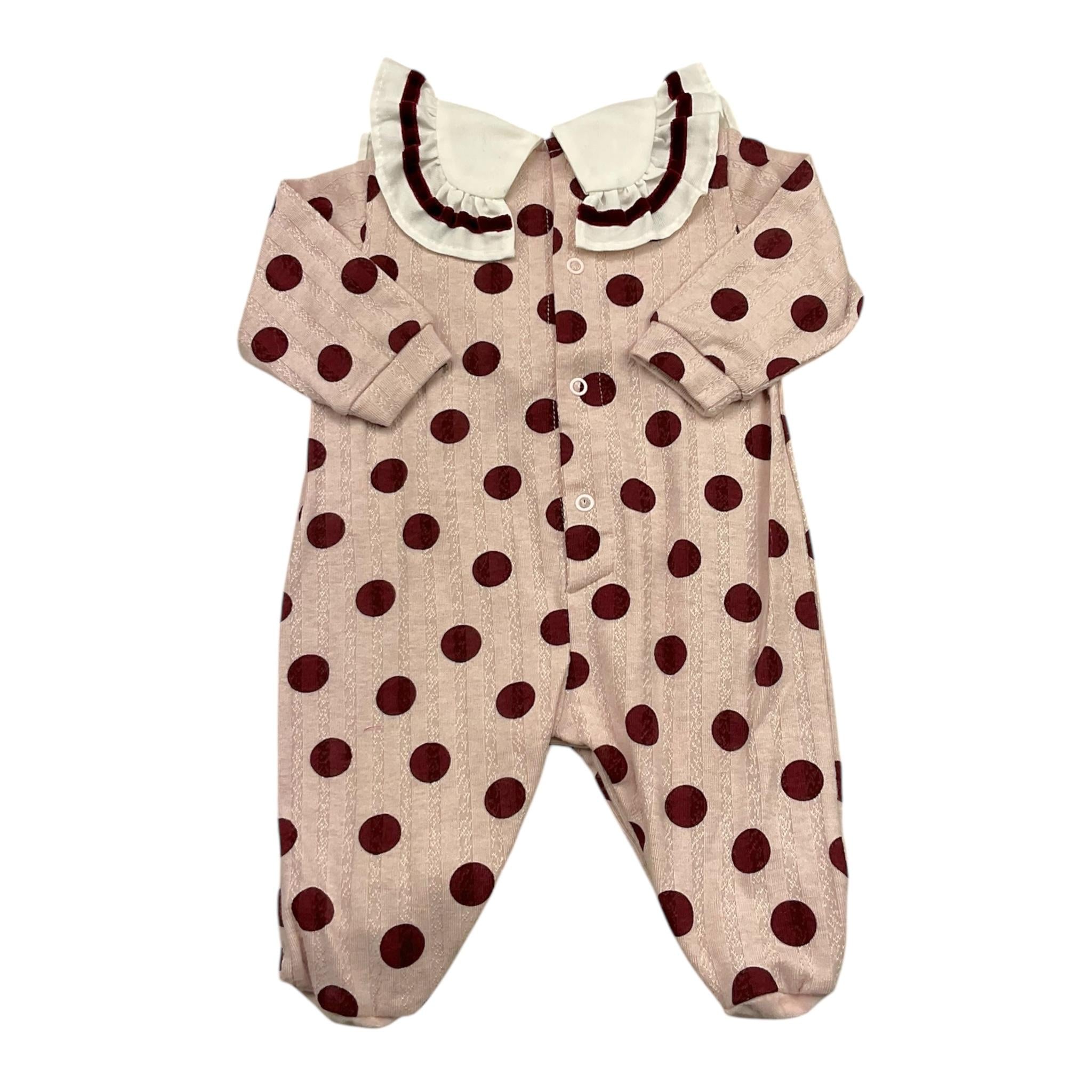 MARLU' tutina tinta unita con fantasia pois Rosa per Neonata IG2614 ROSA MARLU' 