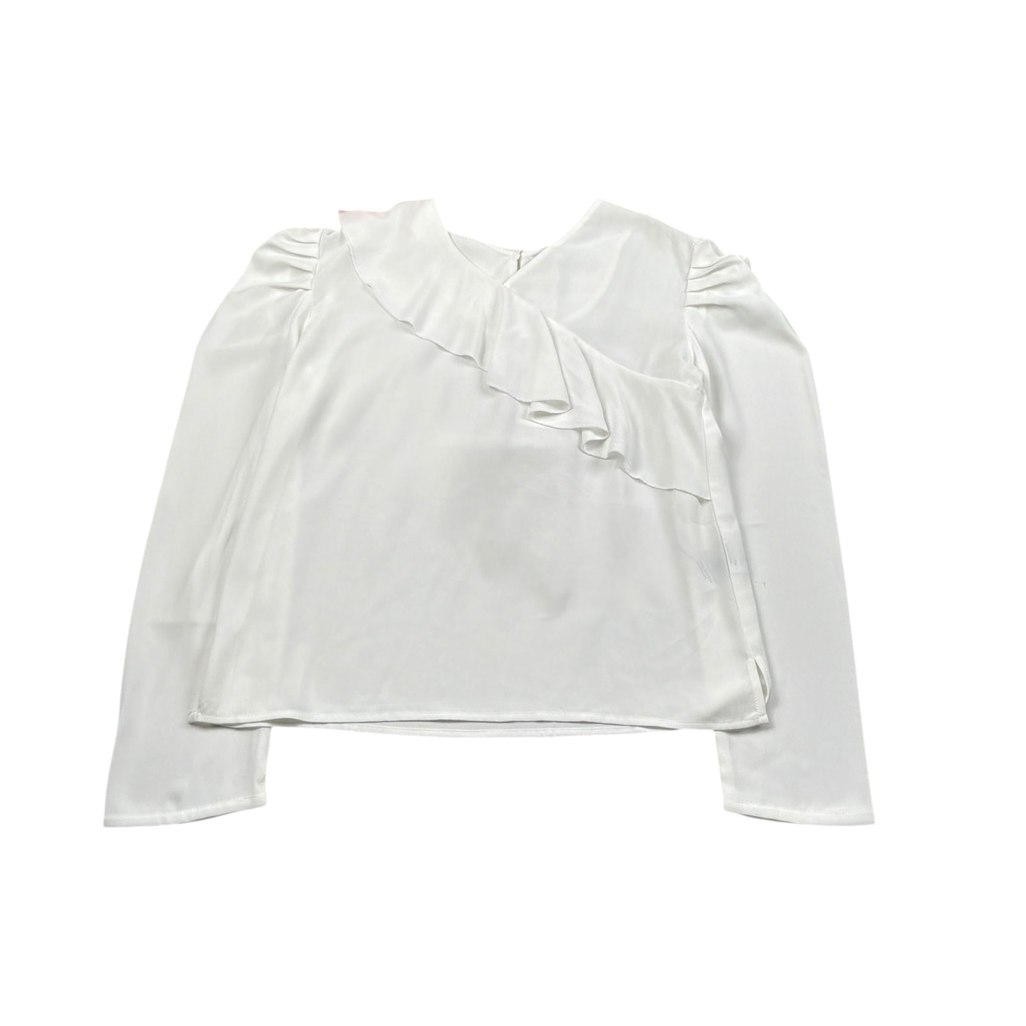 Gaialuna Camicia Tinta Unita con Balze per Bambina G2294 BIANCO GAIALUNA 