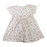 Lalalu‘ Einfarbiges Kleid mit halblangen Ärmeln und weißem Blumenmuster für Mädchen