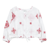 Piccola Ludo Camicia Manica Lunga Tinta Unita Con Ricami In Contrasto Bianco Per Bambina