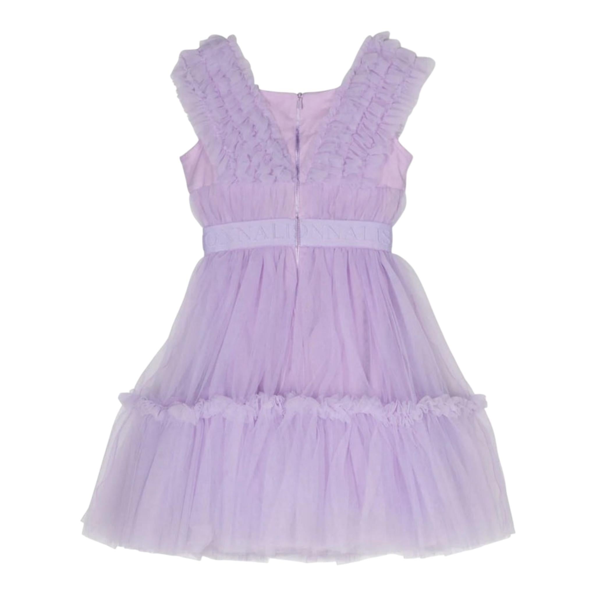 Monnalisa Abito Tinta Unita Giromanica con Tulle per Bambina 17C906 LILLA MONNALISA 