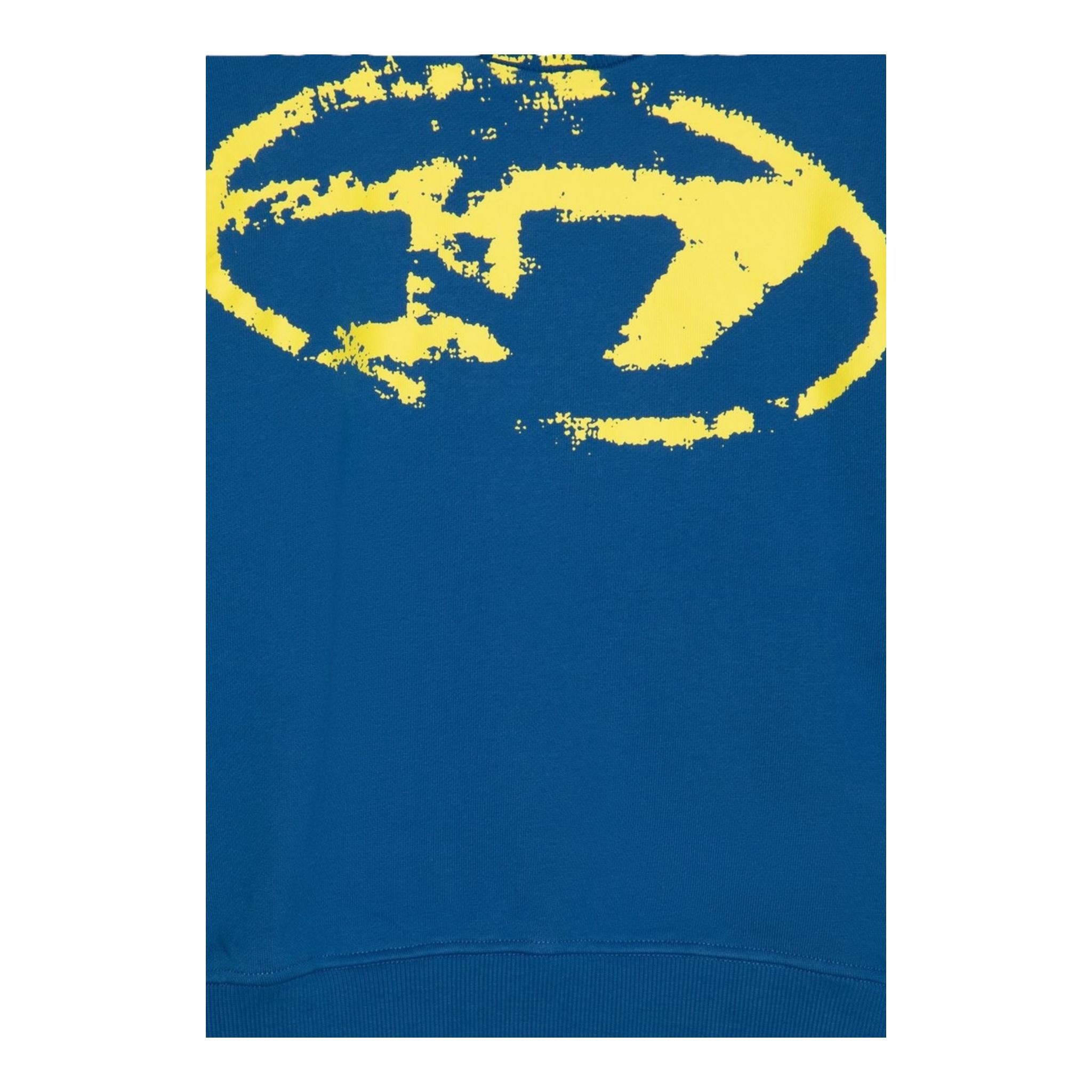 Diesel Felpa Chiusa Girocollo Tinta Unita con Stampa per Bambino J02213 BLU DIESEL 