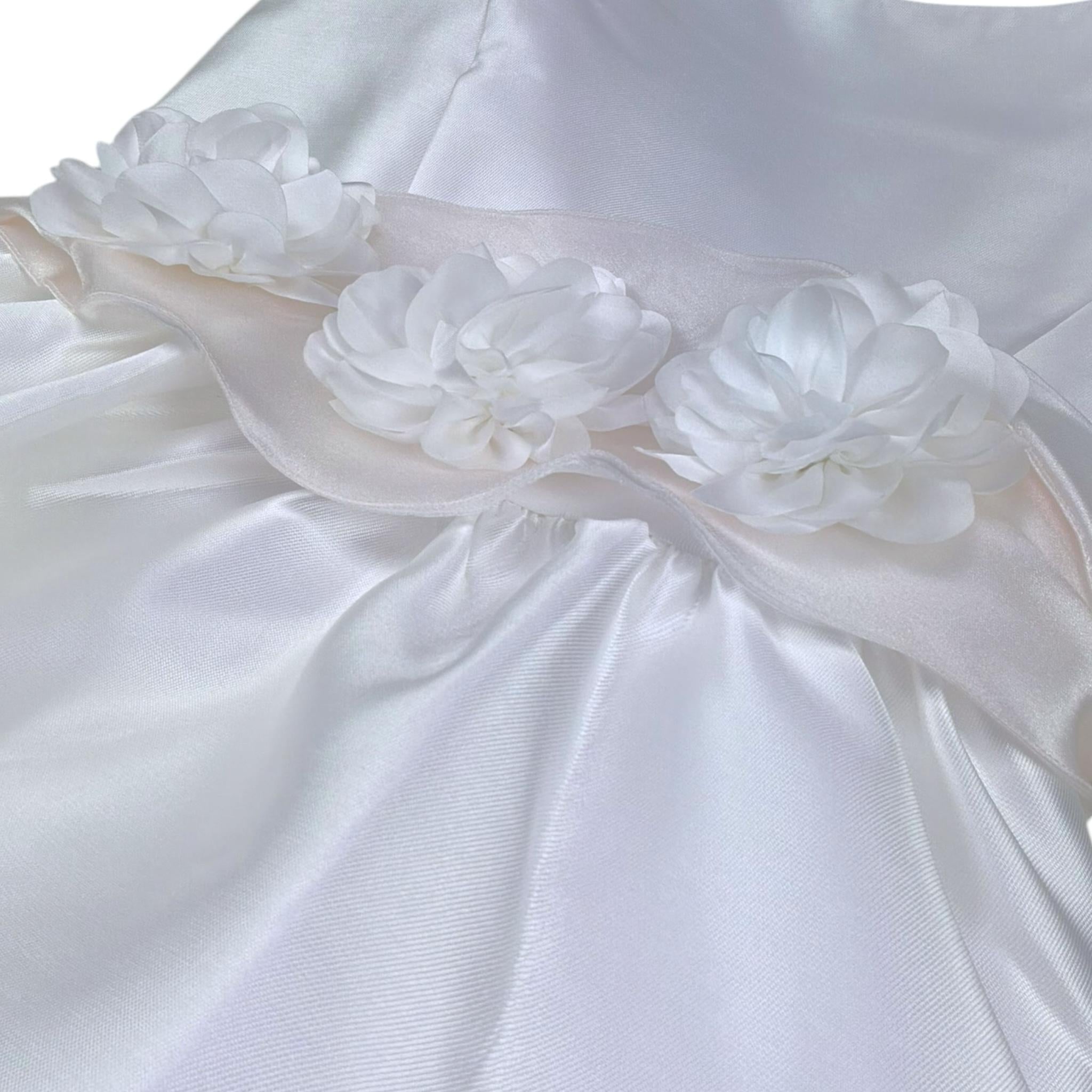 Monnalisa Abito Cerimonia Tinta Unita Giromanica per Bambina 71C902 BIANCO MONNALISA 