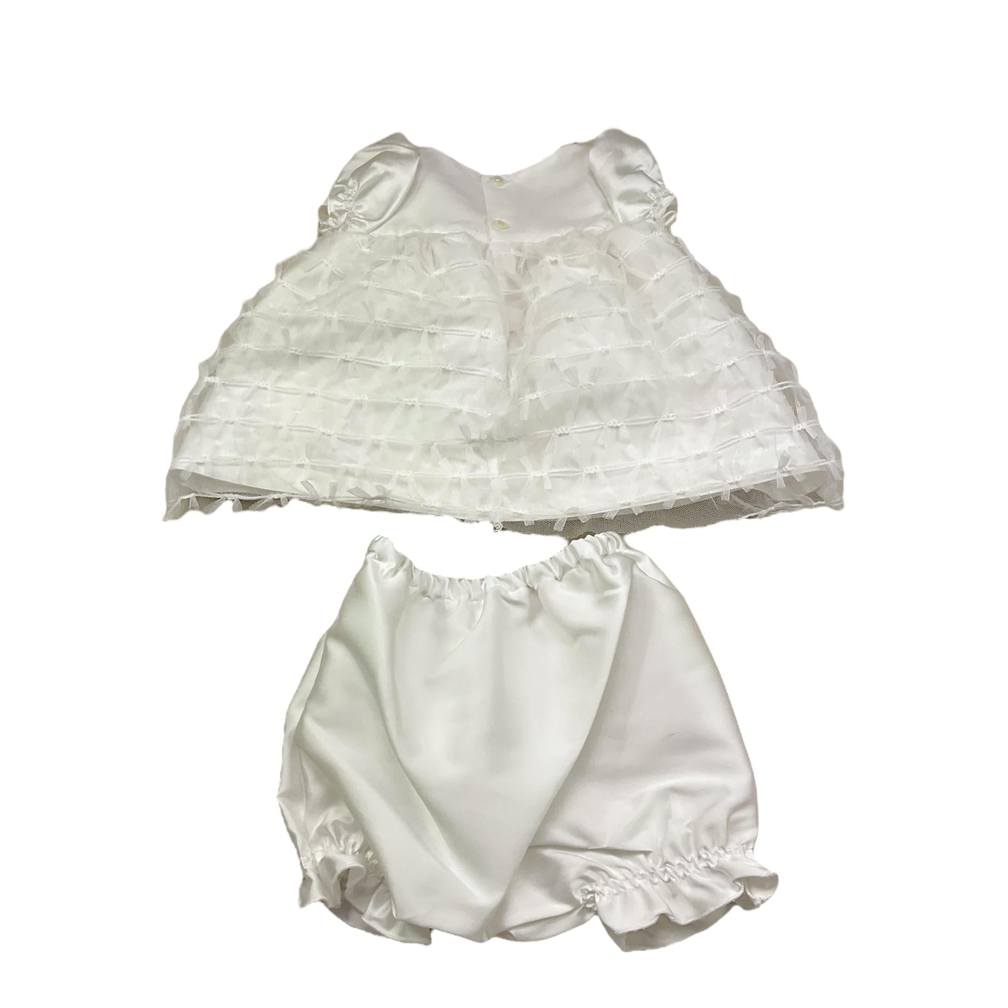 La Stupenderia Set Abito Cerimonia-Culotte Tinta Unita per Neonata CBAB54 BIANCO LA STUPENDERIA 