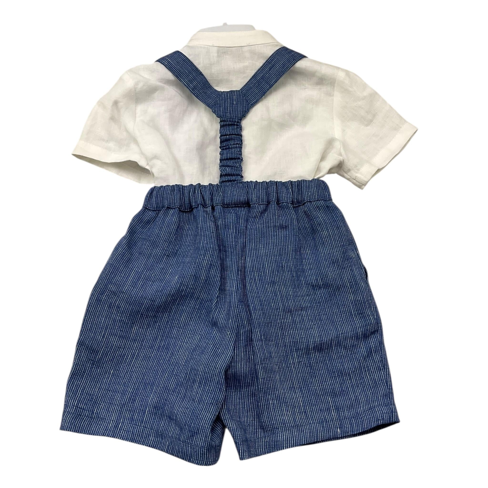 Emporio Armani Completo 2 Pezzi Camicia-Bermuda con Bretelle per Bambino 3RHVJ4J BIANCO/BLU EMPORIO ARMANI 