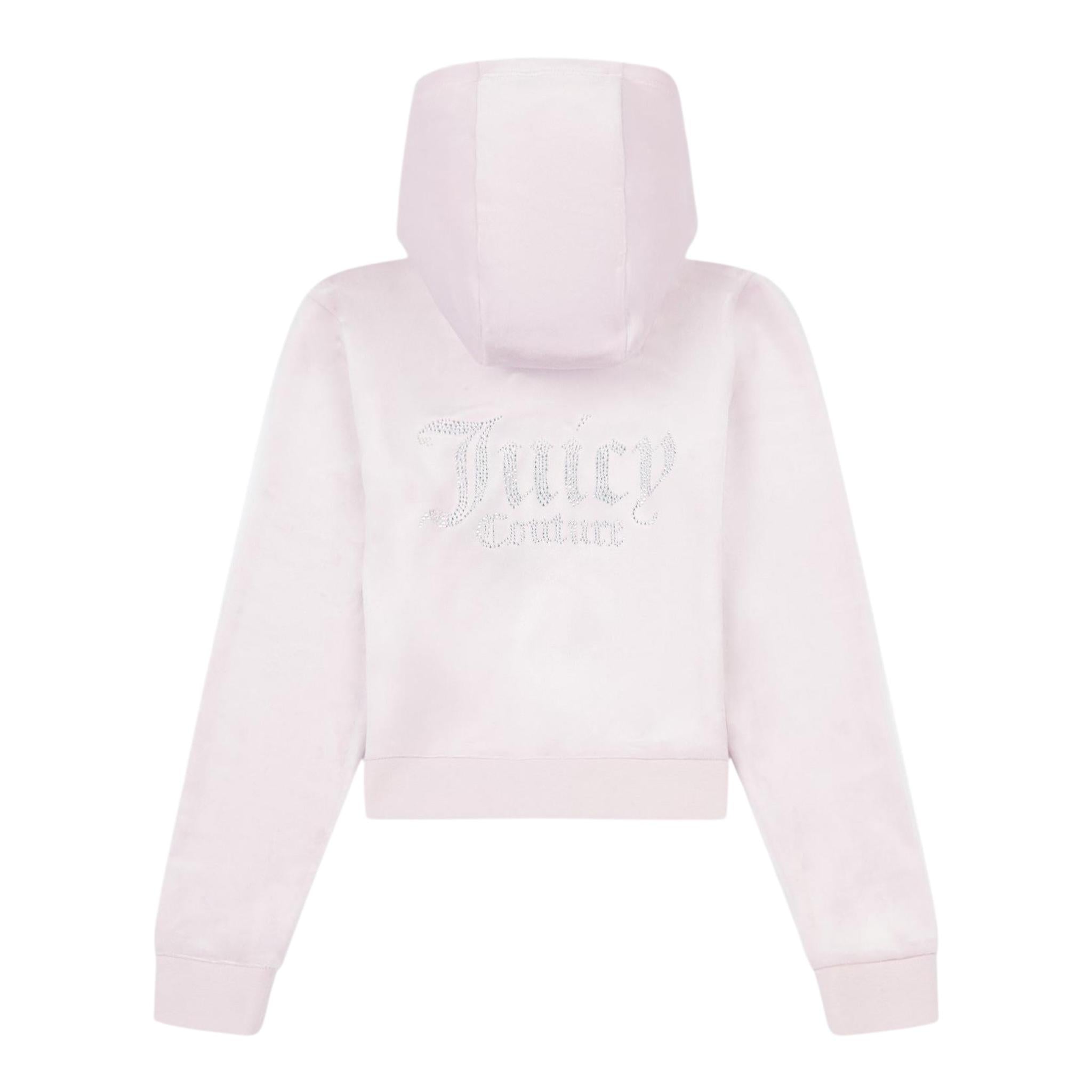Juicy Couture Felpa Tinta Unita con Zip E Cappuccio per Bambina JBX6358 ROSA JUICY COUTURE 