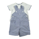 Malvi & Co Completo 2 Pezzi T-Shirt-Salpette per Neonato S25B221STRM BIANCO/AZZURRO MALVI & CO 