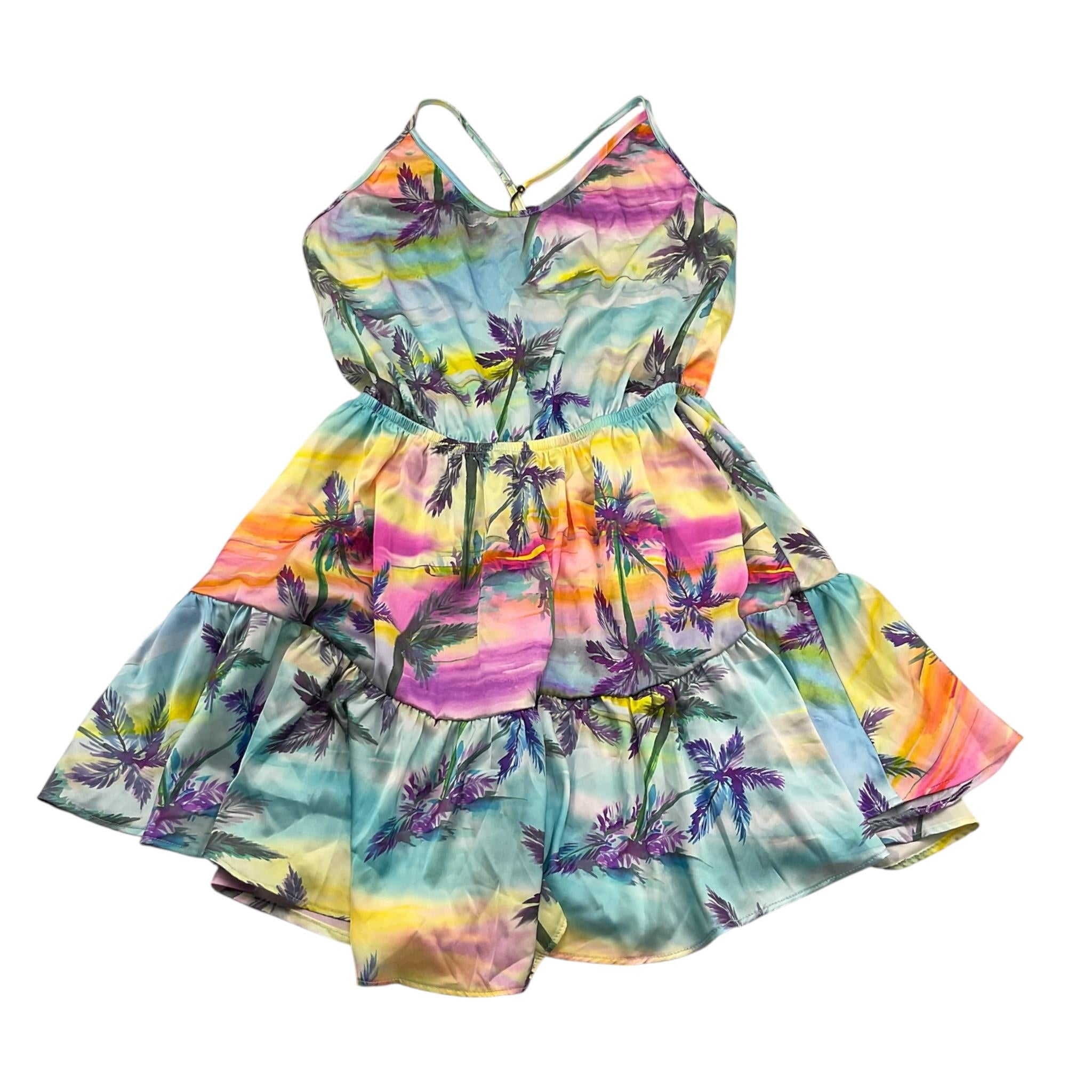 F**K Abito Tinta Unita A Bretelle con Fantasia per Bambina MULTICOLORE AZZURRO F**K 