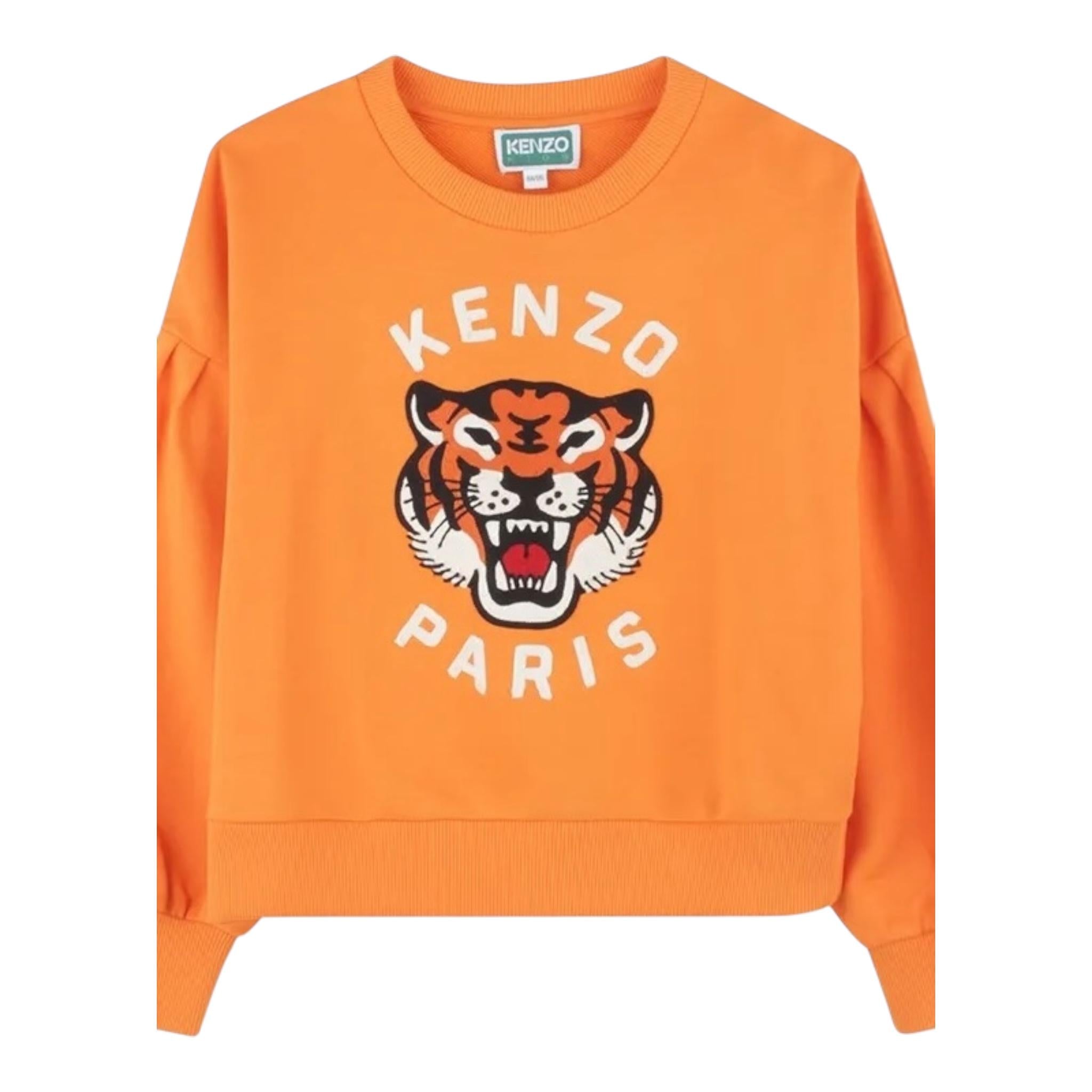 Kenzo Felpa Girocollo Tinta Unita con Stampa per Bambina K61049 ARANCIONE KENZO 