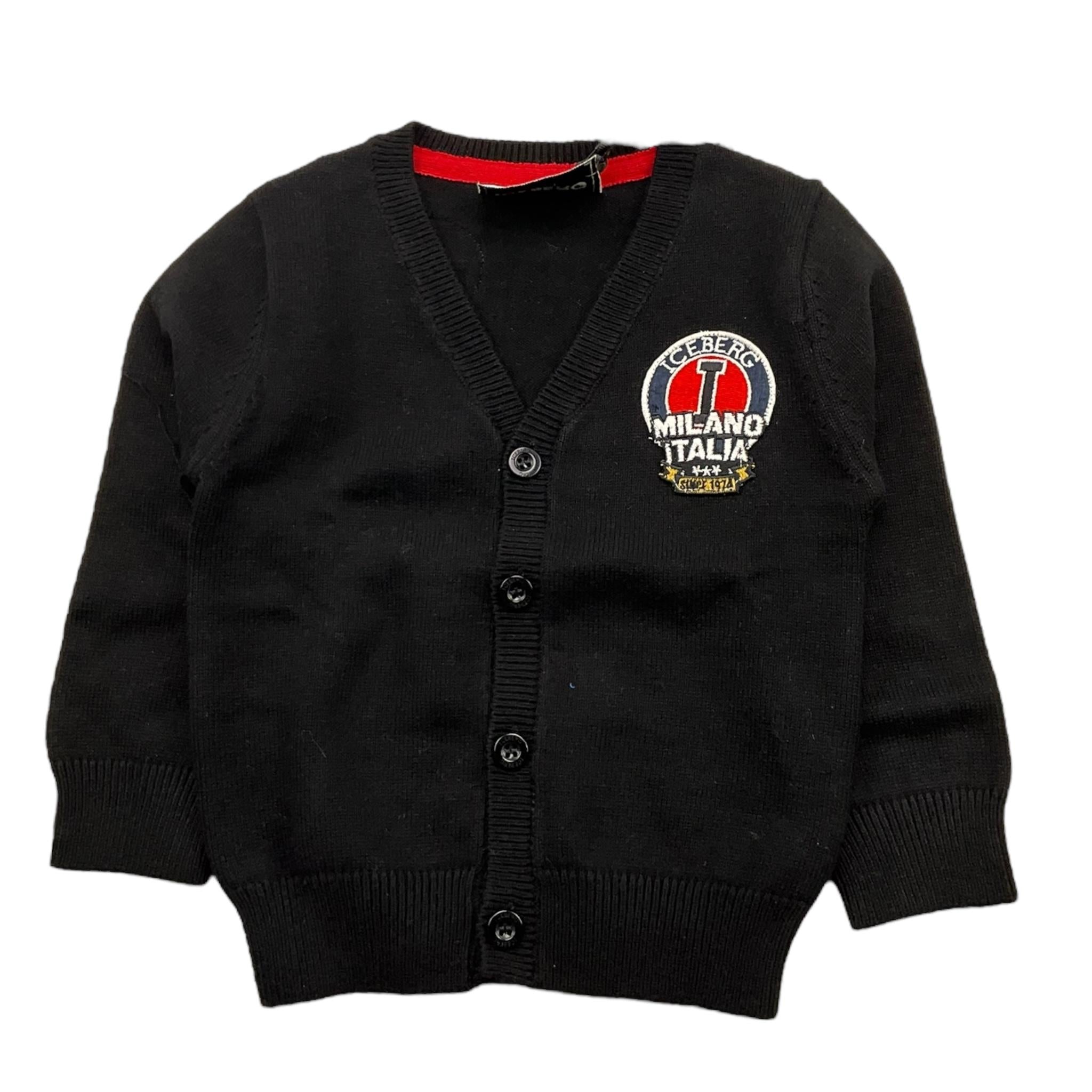 ICEBERG cardigan scollo a v tinta unita cn applicazioni Nero per Neonato MGICE5313BXN NERO ICEBERG 