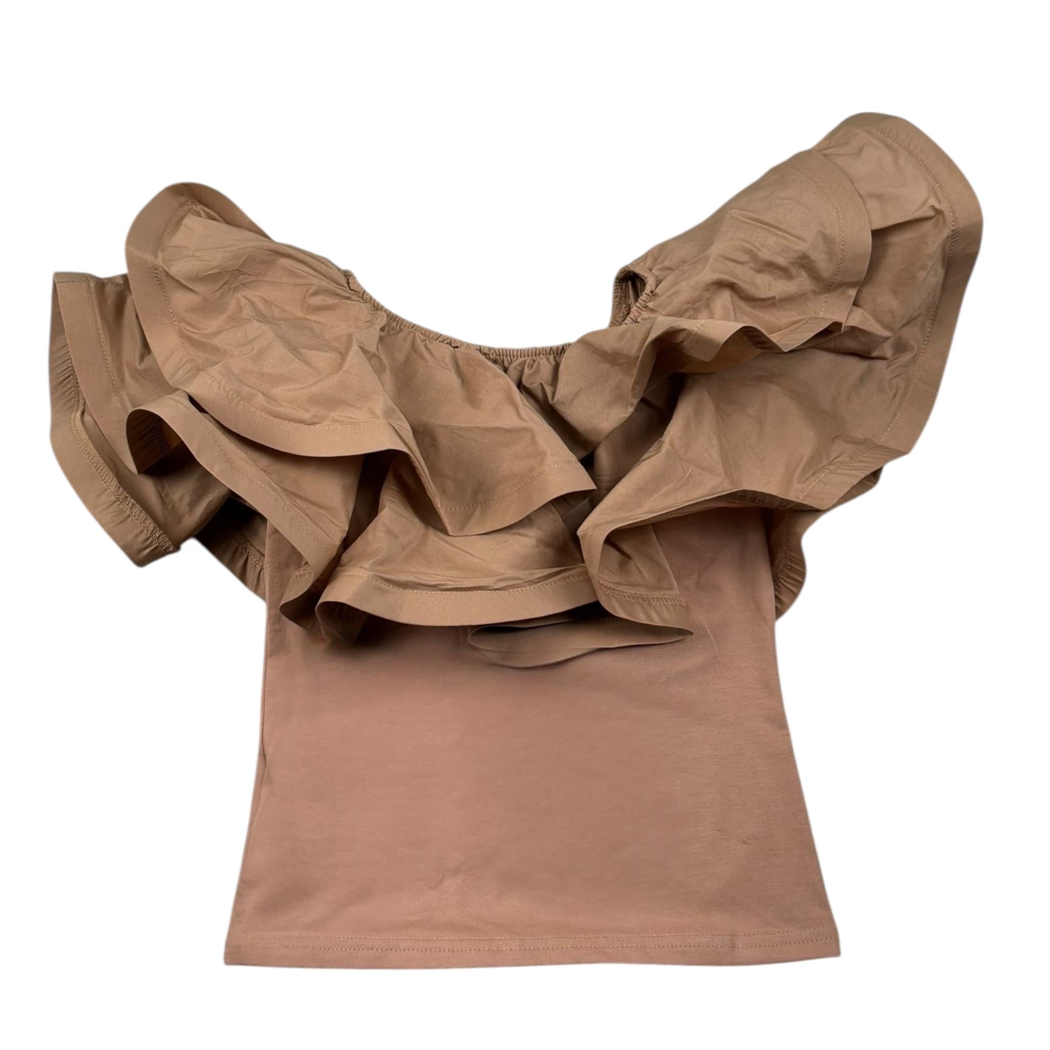 Fun & Fun Top Tinta Unita con Balze per Bambina FNBTS16828 SABBIA FUN & FUN 