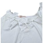 Please T-Shirt Tinta Unita con Applicazioni per Bambina MB32070G73 BIANCO PLEASE 