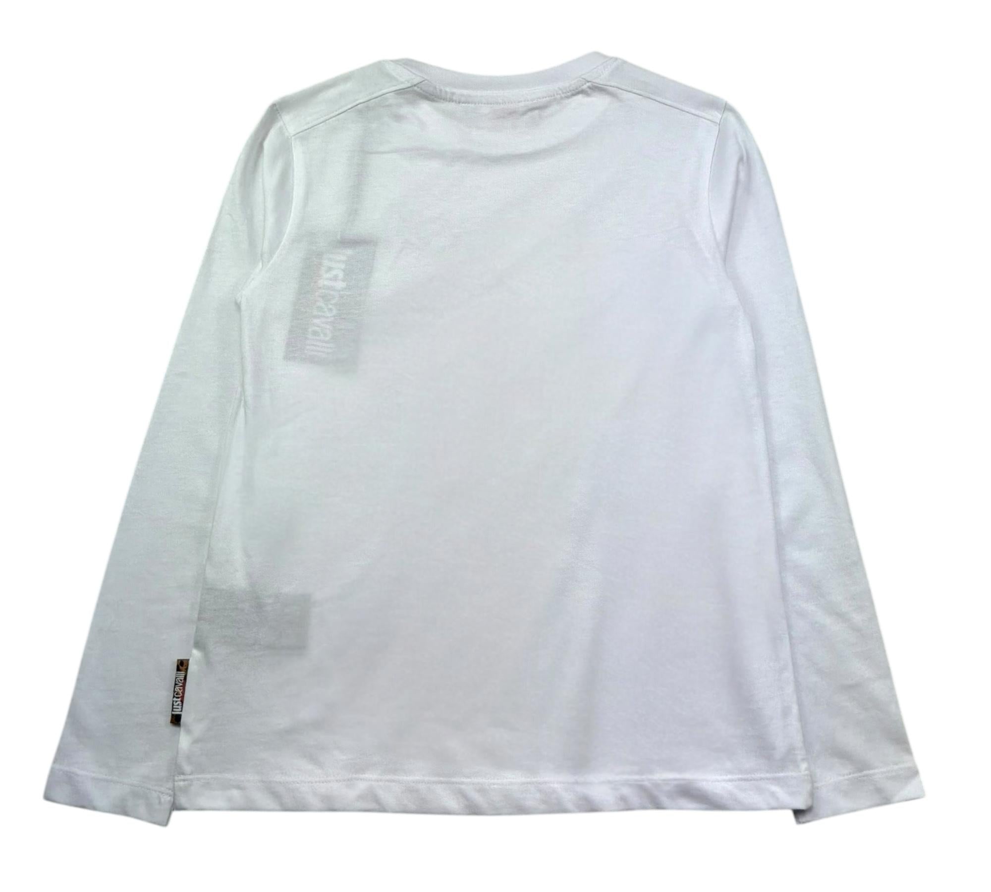 Just Cavalli Shirt Girocollo Tinta Unita con Stampa per Bambino JGP26006TS BIANCO JUST CAVALLI 
