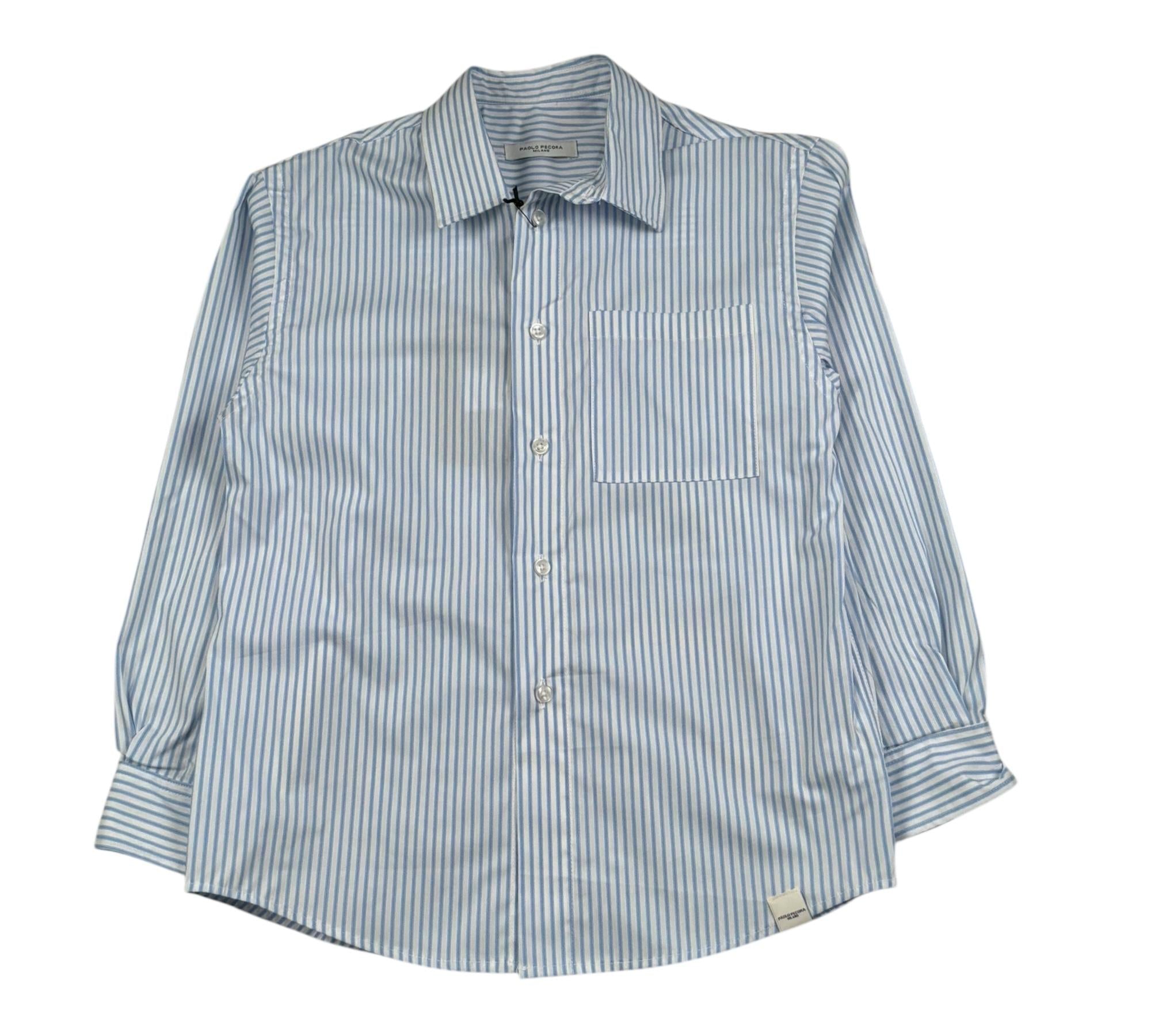 Paolo Pecora Camicia Manica Lunga Fantasia A Righe per Bambino PP431 AZZURRO PAOLO PECORA 