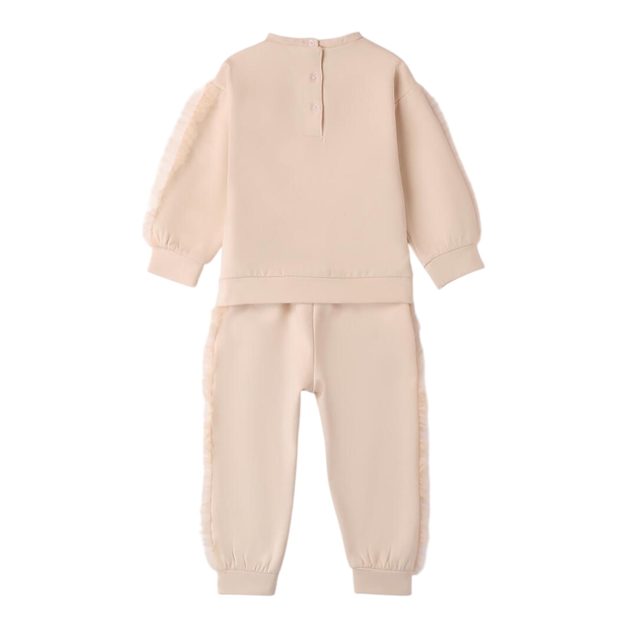 SARABANDA completo 2 pezzi felpa-pantalone tinta unita Beige per Bambina A335 BEIGE SARABANDA 
