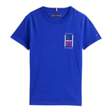 Tommy Hilfiger T-Shirt Girocollo Tinta Unita con Stampa per Bambino KB0KB09536 BLU TOMMY HILFIGER 