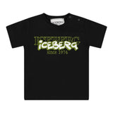 Iceberg T-Shirt Girocollo Tinta Unita con Stampa Nero per Neonato
