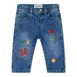 MOSCHINO jeans tinta unita con elastico in vita Blu per Neonato MUP04Z BLU MOSCHINO 