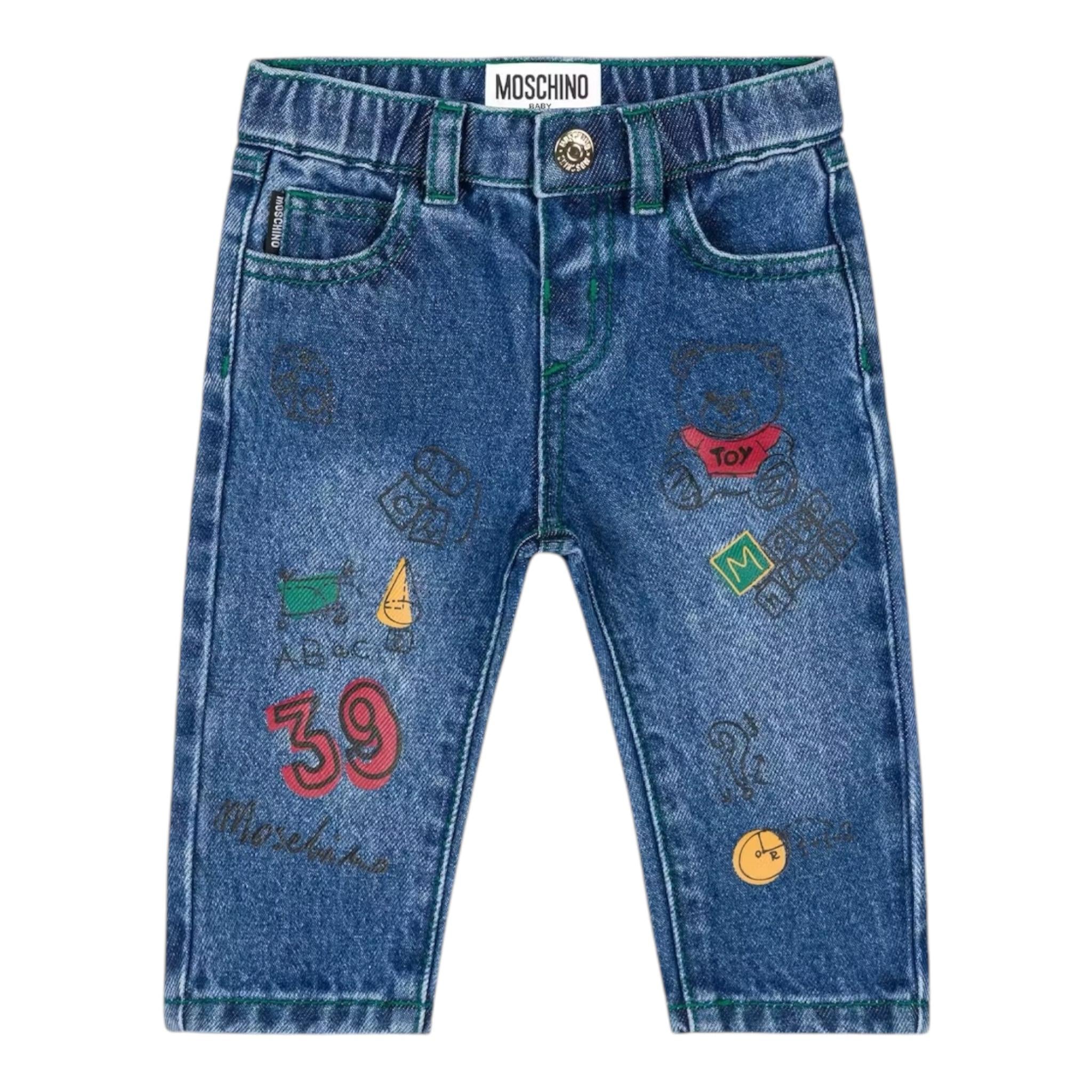 MOSCHINO jeans tinta unita con elastico in vita Blu per Neonato MUP04Z BLU MOSCHINO 