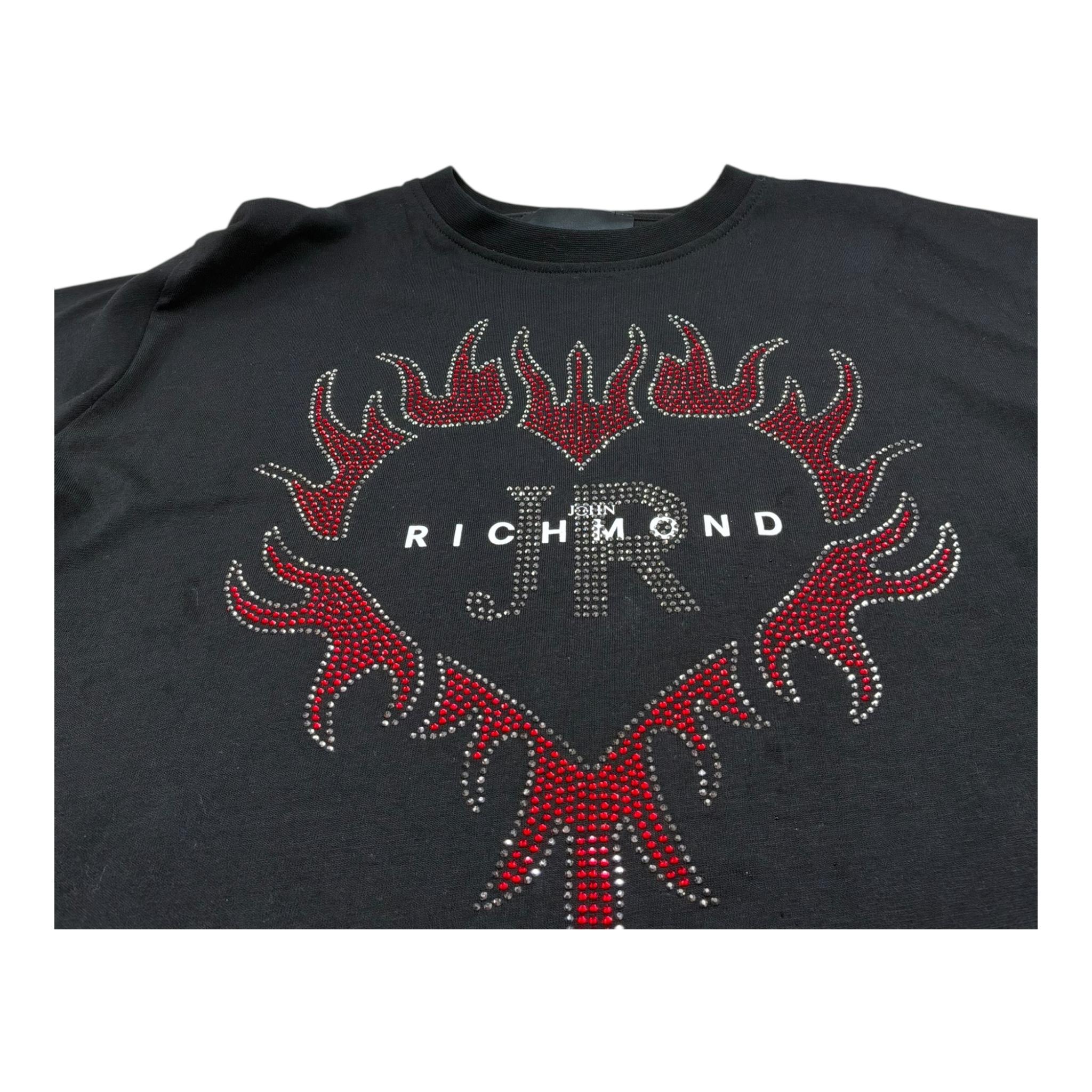 John Richmond T-Shirt Girocollo Tinta Unita con Brillantini per Bambina RGP26206TS NERO JOHN RICHMOND 
