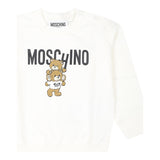 MOSCHINO felpa chiusa girocollo tinta unita con stampa Panna per Neonato MUF05J PANNA MOSCHINO 