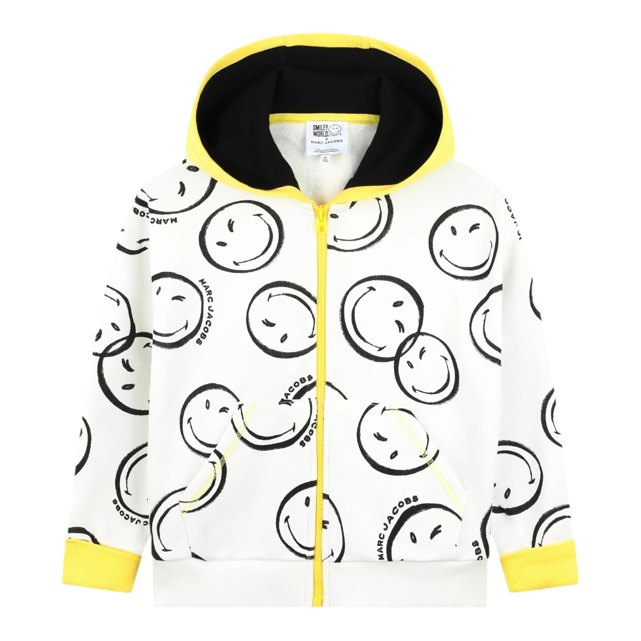 MARC JACOBS felpa con zip e cappuccio tinta unita con smile Bianco per Bambino W60027 BIANCO MARC JACOBS 