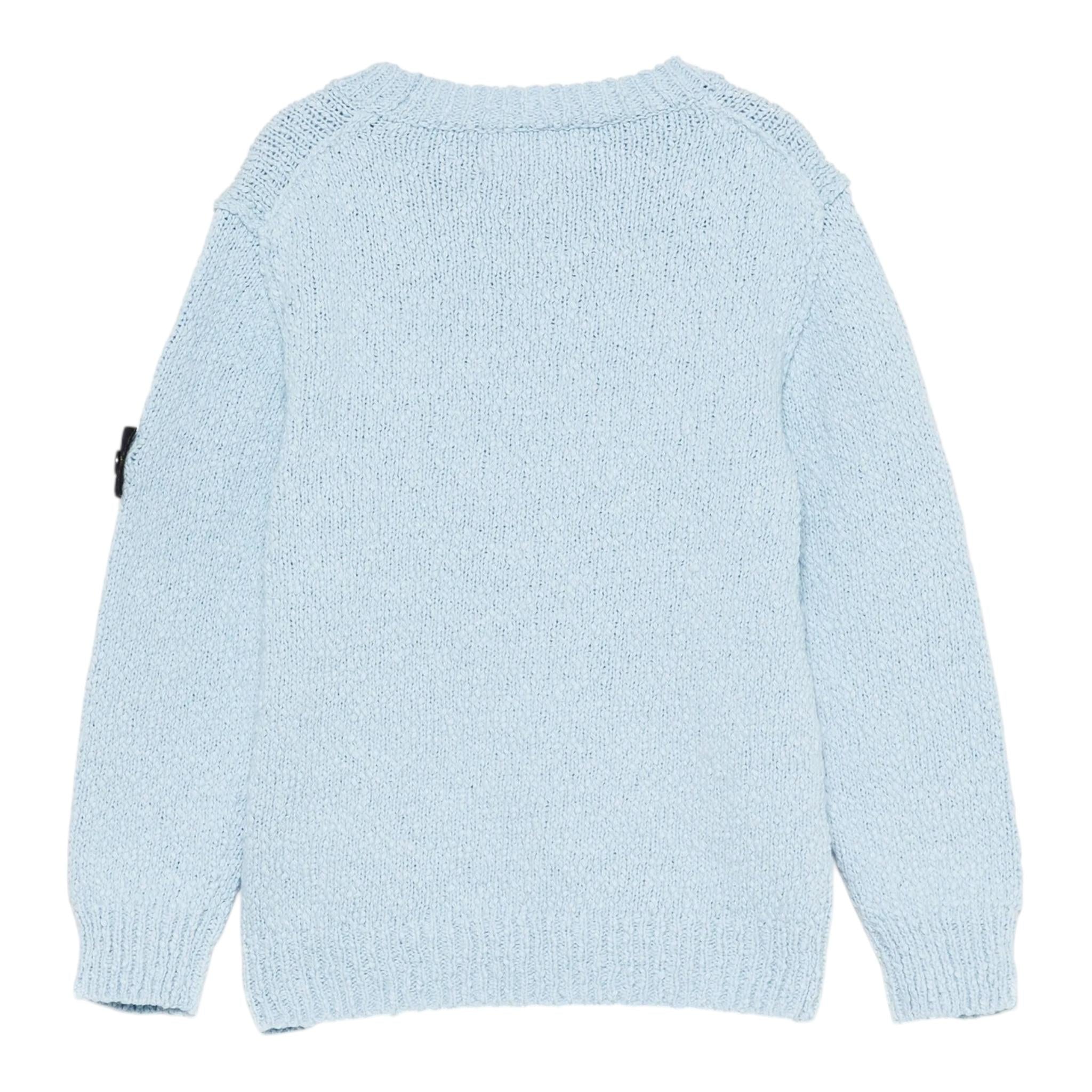 Stone Island Maglia Girocollo Tinta Unita con Logo per Bambino K1S165100019 AZZURRO STONE ISLAND 