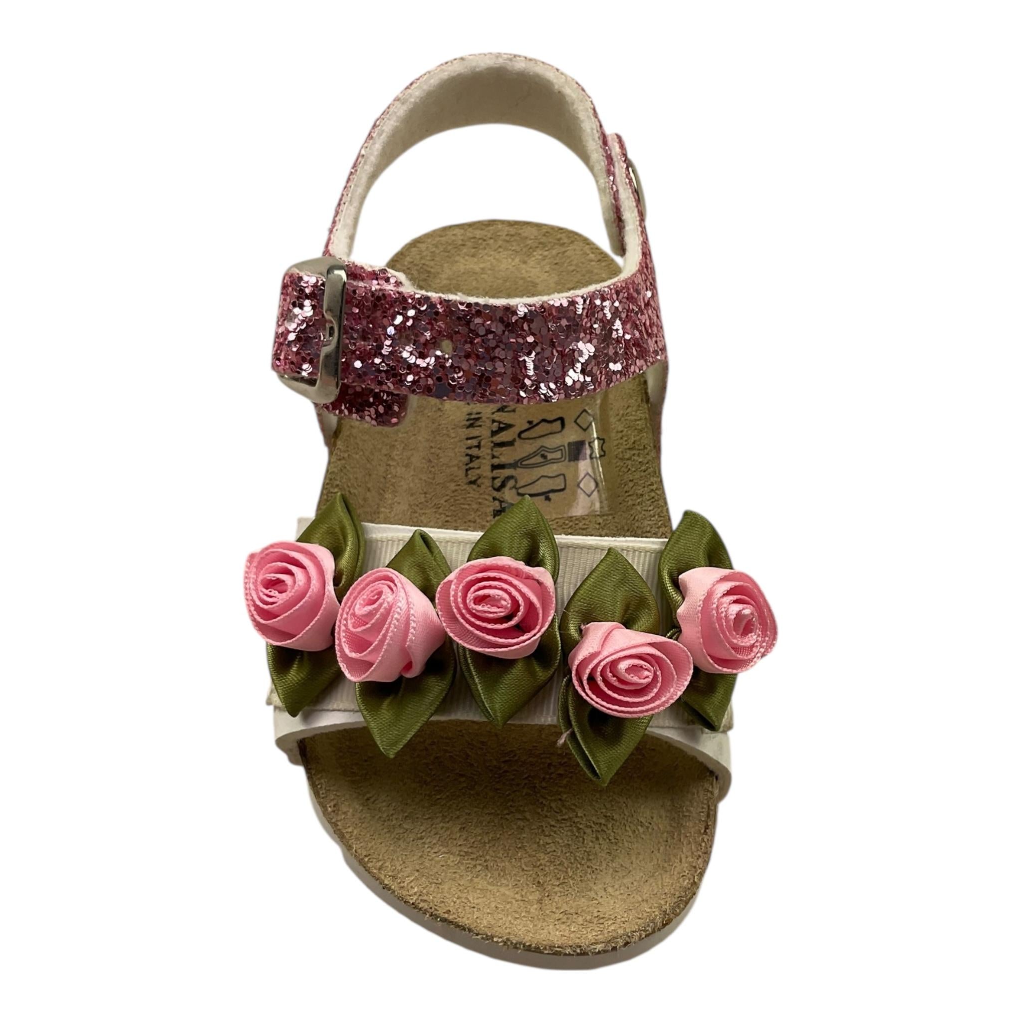 Monnalisa Sandalo Bicolore con Paillettes per Neonata 5723 BIANCO MONNALISA 