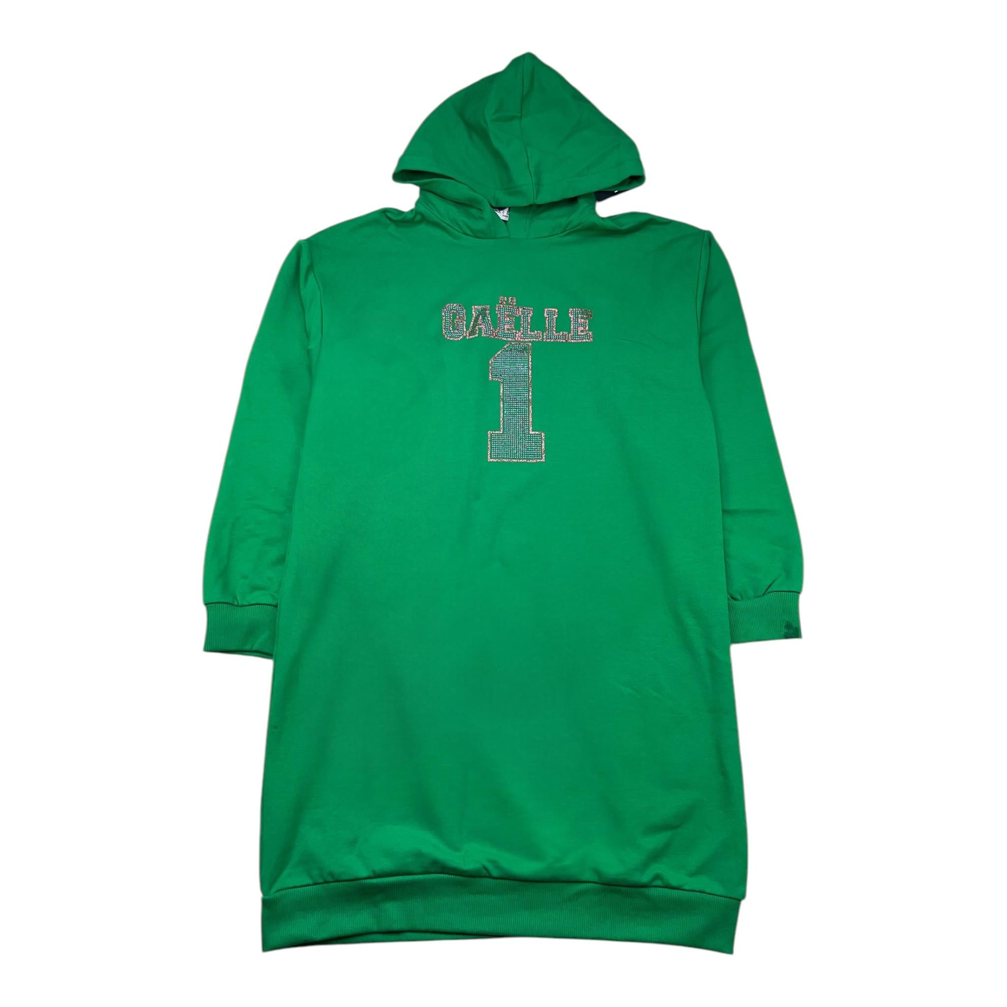 GAELLE abito manica lunga con cappuccio tinta unita con brillantini Verde per Bambina 2741VF00343 VERDE GAELLE 